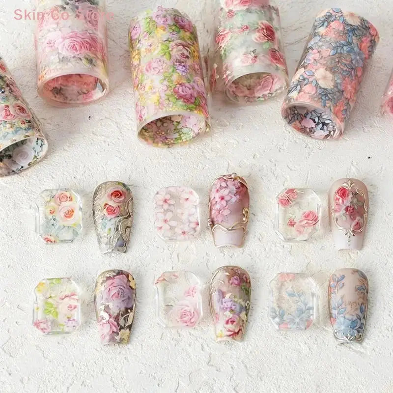 1Pcs Flower Nail Transfer Foils Stickers for Nail Art Peaceful Pleasures Health and Wellness