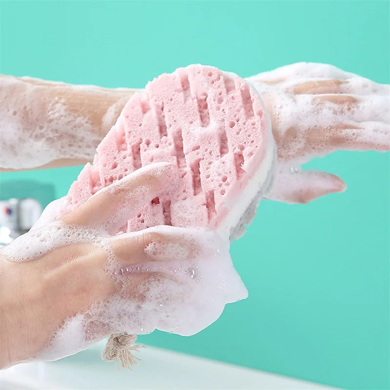 Bath Sponge Body Scrub Bast Wisp Massage Brush Body Washcloth Skin Scrubber Relax Exfoliating Skincare Shower Accessories Peaceful Pleasures Health and Wellness