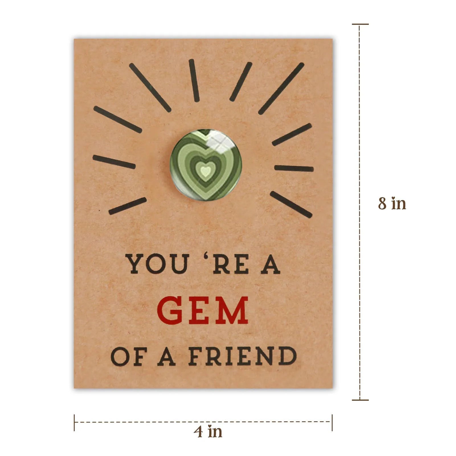 Creative Cards with Heart Shape Crystal Stones Sweet Delicate Exquisite Craftasmanship Gift Cards for Present Blessing Cards Peaceful Pleasures Health and Wellness
