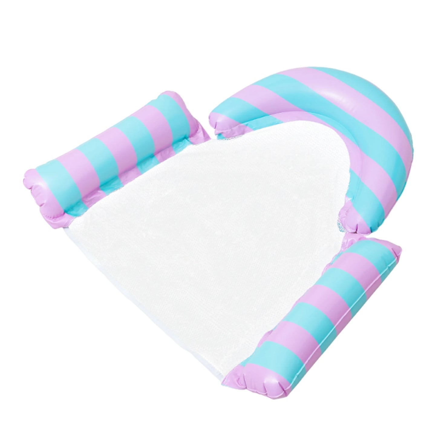 Stripe Pattern PVC Foldable Water Seat Inflatable Floating Single Seat Thickened Floating Bed for Summer Water Entertainment Peaceful Pleasures Health and Wellness PURPLE
