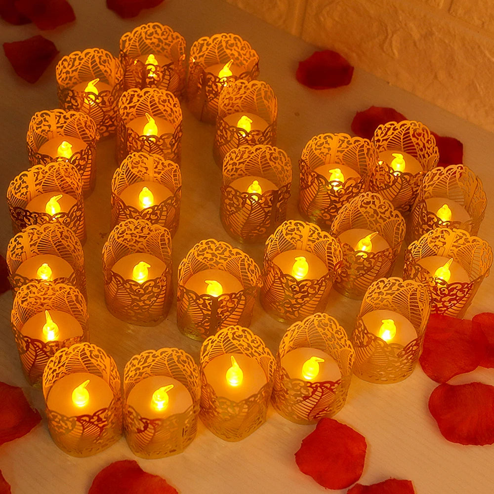 Flameless Tea Light Candles Battery Operated Votive LED Tealights with Paper Lampshade for Festival Party Wedding Holiday Peaceful Pleasures Health and Wellness 24PC A and Lampshade