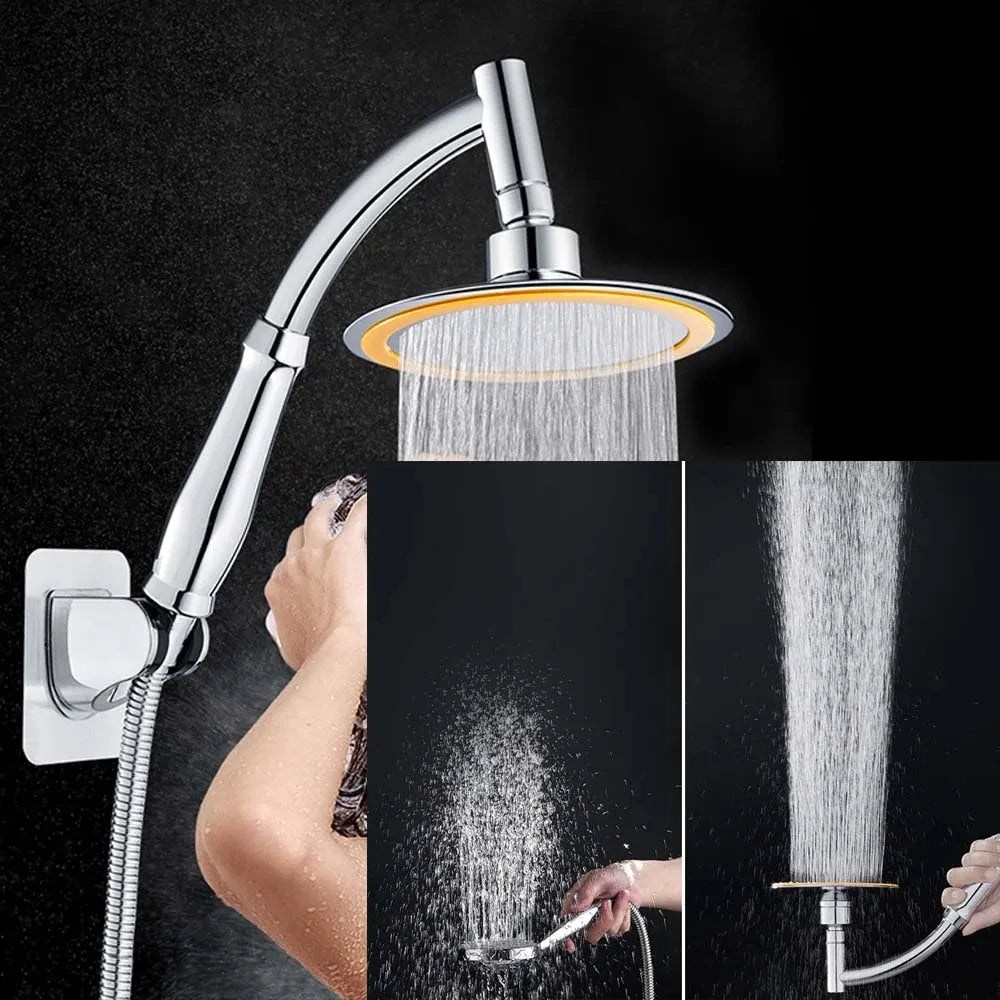 6-Inch Round Rainfall Handheld Shower Head | 360° Adjustable