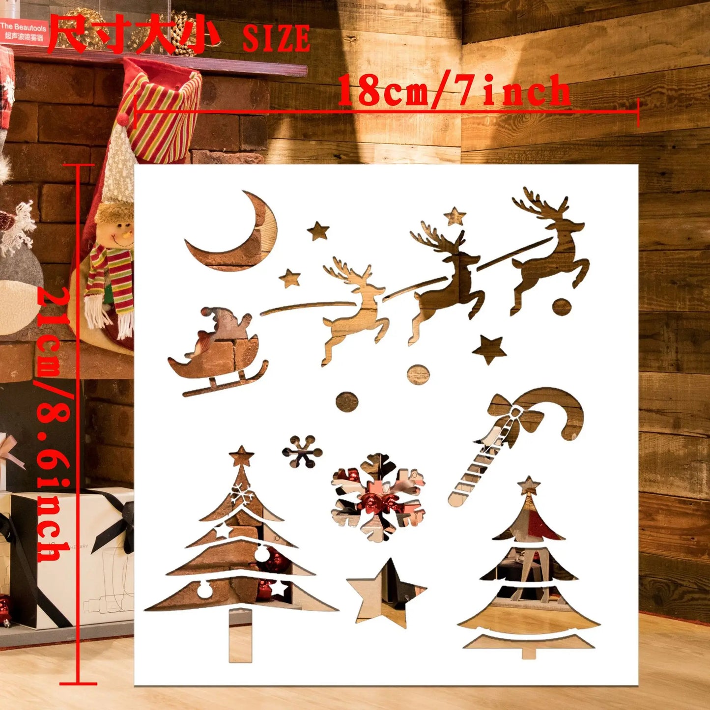 Bview Art Christmas Themed Painting Stencil Reusable PET Plastic Wall