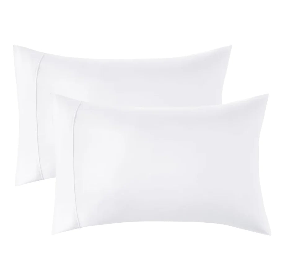 Cosy House Collection Luxury Cooling Rayon Derived from Bamboo Blend Ultra Soft Pillow Cases - Pillowcases with Envelope Closure Peaceful Pleasures Health and Wellness White King 2Pcs