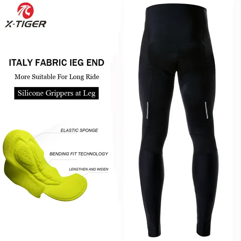 X-TIGER Men's 5D Gel Pad Cycling Bib Tights | Quick-Dry Breathable