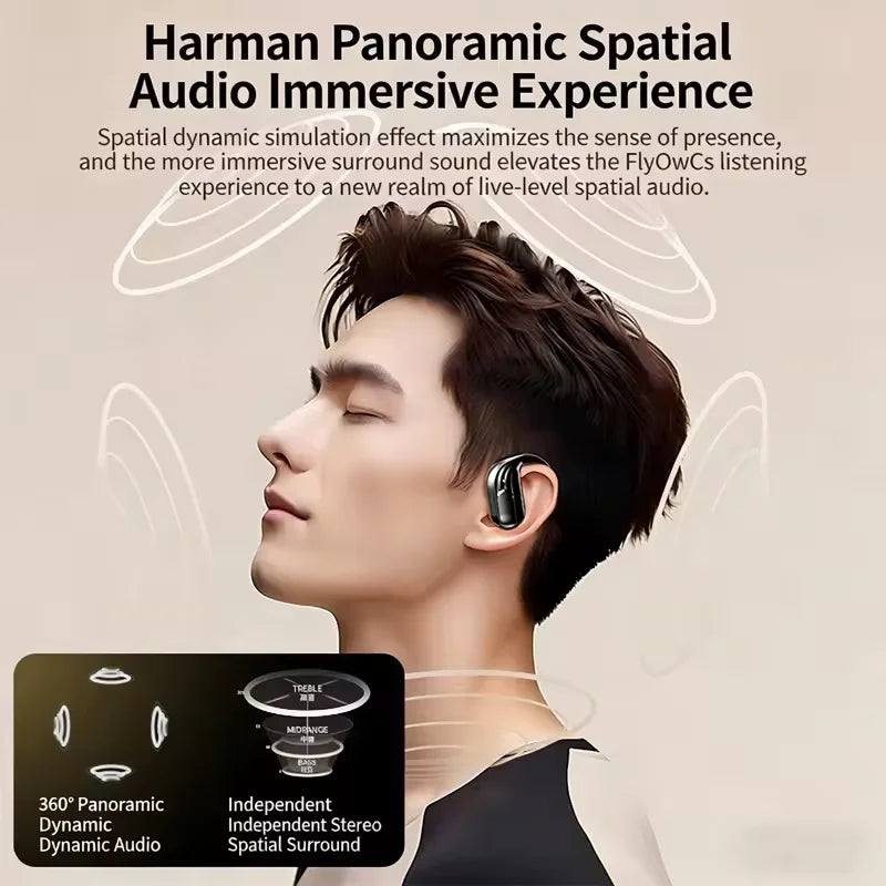 Wireless Bluetooth 5.3 Earhook Earphone LED Display Sports Earhook Headphones Deep Bass HiFi Stereo Noise Cancelling Earphones Peaceful Pleasures Health and Wellness