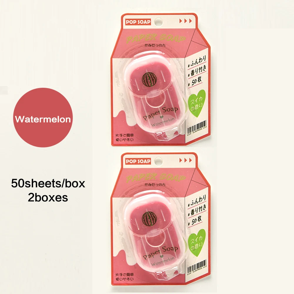 Portable Hand Soap Sheets for Travel | Dissolving Cleanser Wipes | Alcohol-Free | On-the-Go 50 sheets/box Peaceful Pleasures Health and Wellness 2boxes Watermelon