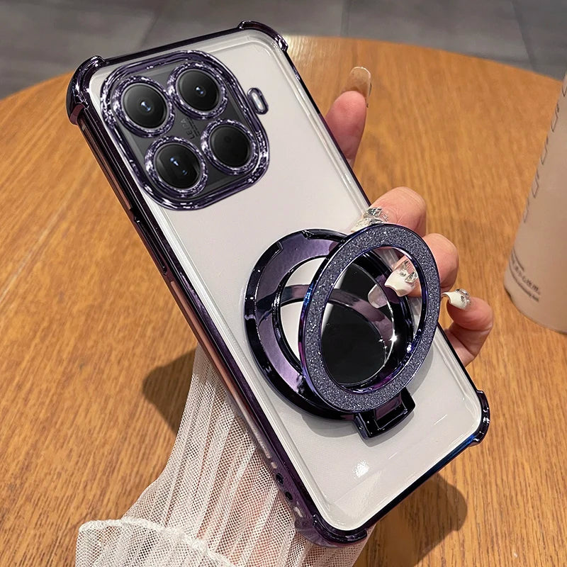 Xiaomi 15T 17T Pro Glitter Mirror Magnetic Stand Phone Case