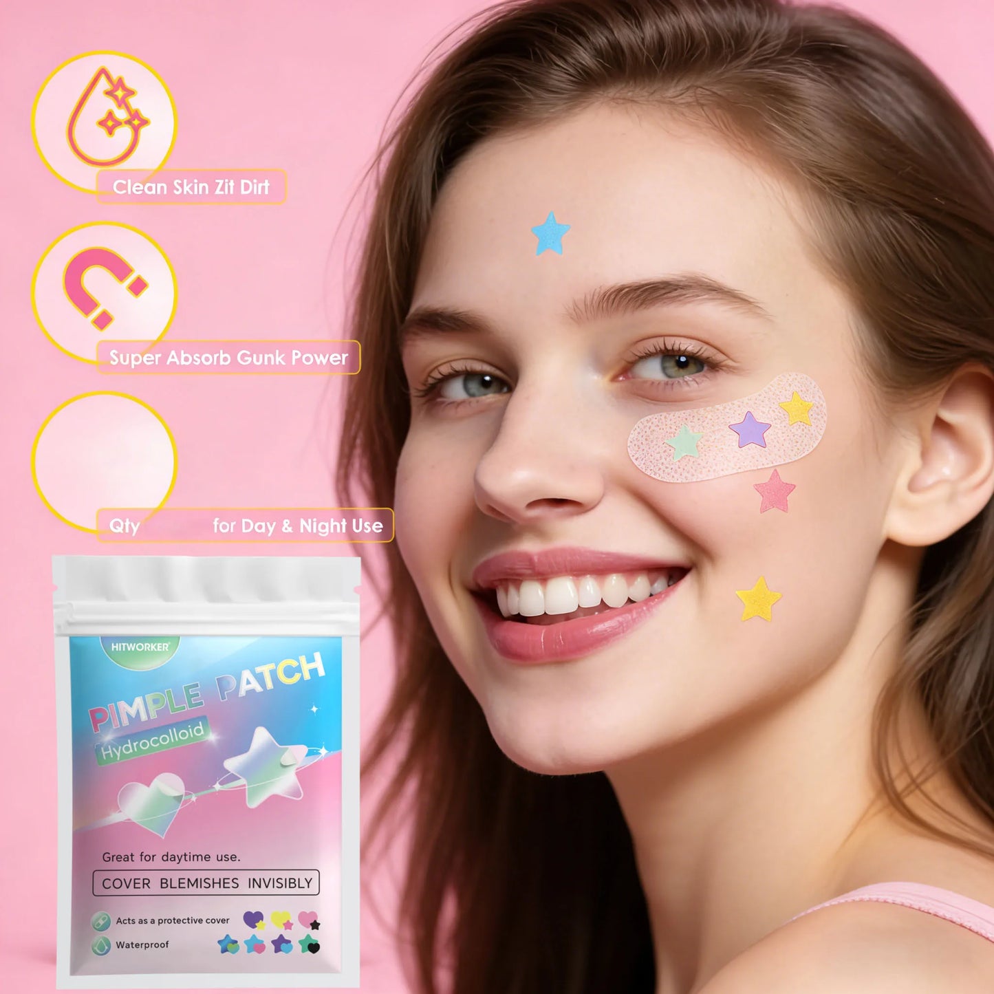 Star & Heart Hydrocolloid Pimple Patches – 252 or 1008 Pcs