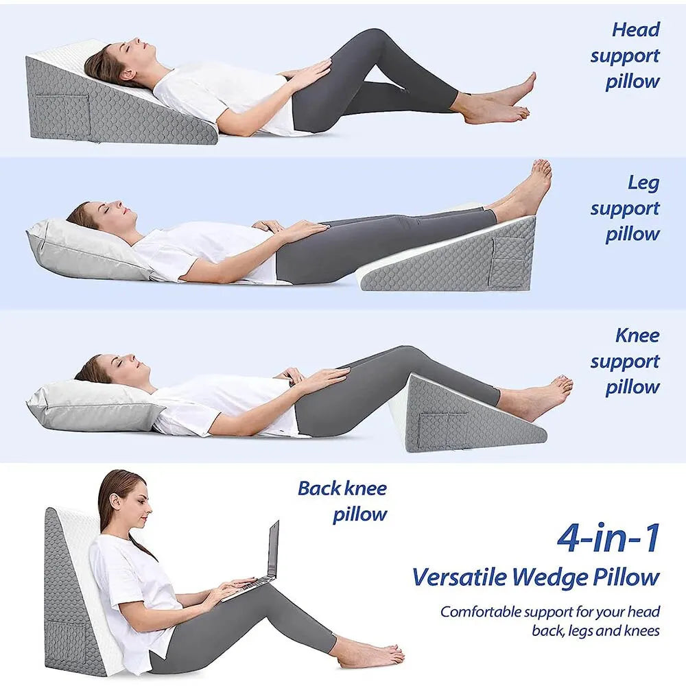 Wedge Pillow for Sleeping Acid Reflux After Surgery Triangle Elevated Pillow for Bedside Dormitory Office Air Layer Foam Peaceful Pleasures Health and Wellness