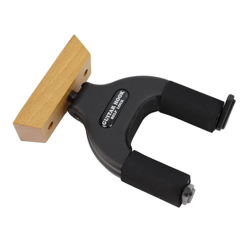Self Locking Wooden Base Guitar Hook Auto Close Gravity Lock Design