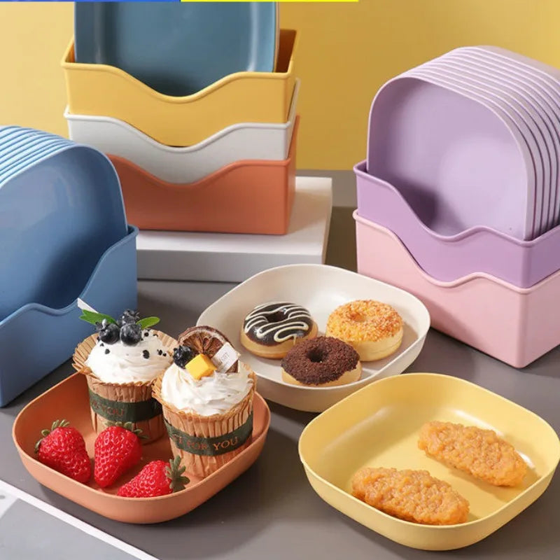 10pcs Set Reusable Fruit & Dessert Plates - Washable, Multifunctional Snack Dishes with Built-In Base for Bones & Candy - Versat Peaceful Pleasures Health and Wellness