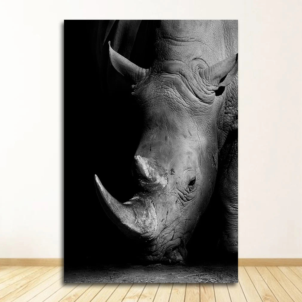 Black & White Animal Canvas Wall Art | Zebra Lion Leopard