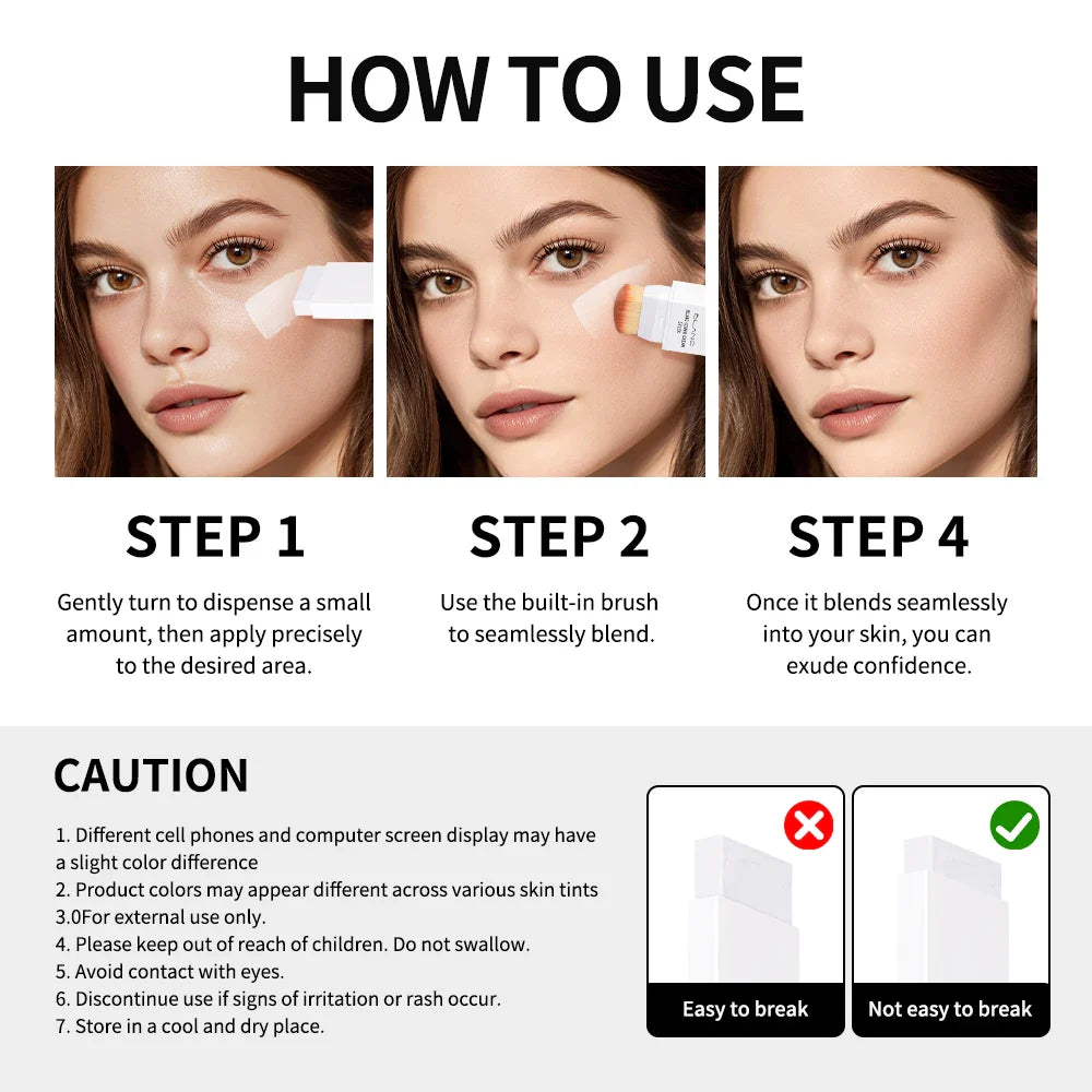 Lakerain Blanc Cover Cream Stick | Waterproof Foundation, 5 Shades