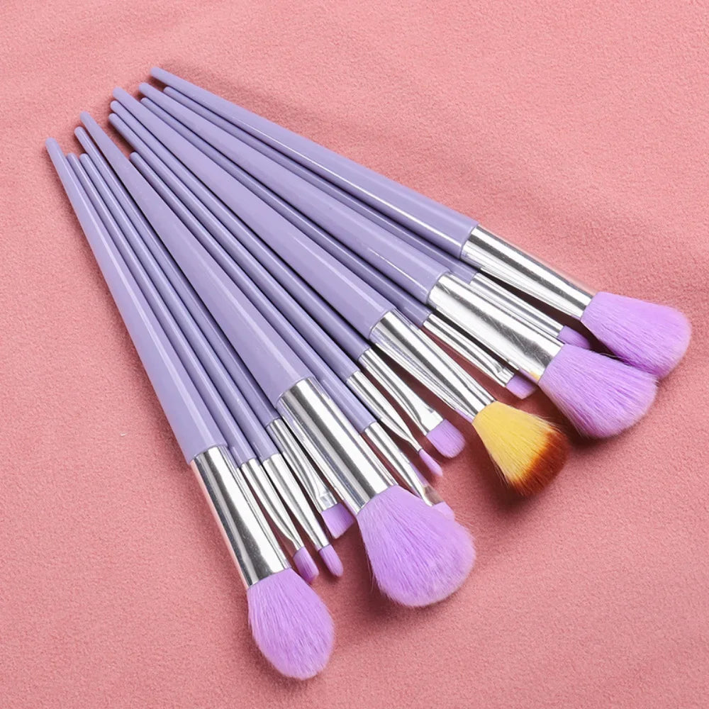13Pcs Makeup Brush Set Make Up Concealer Brush Blush Powder Brush Eye Shadow Highlighter Foundation Brush Cosmetic Beauty Tools Peaceful Pleasures Health and Wellness C505-Purple no bag