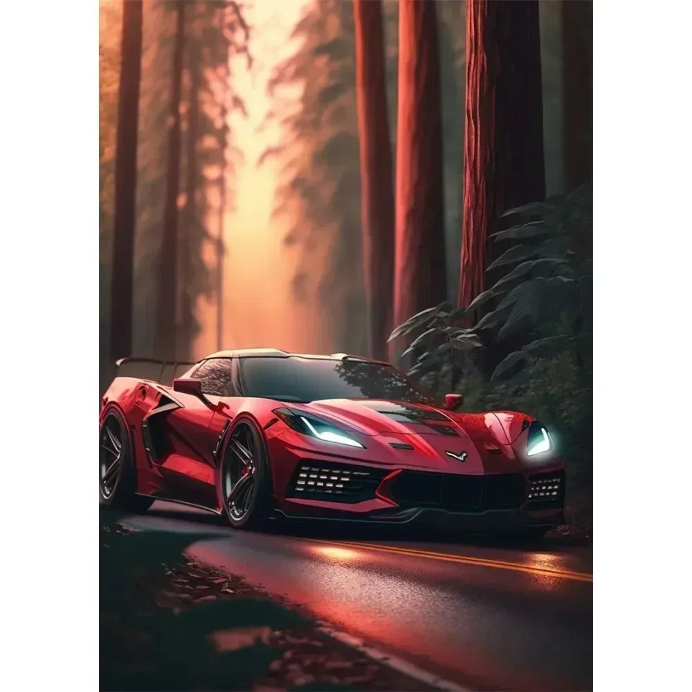 Nordic Supercar Canvas Wall Art | Racing Poster for Garage & Home Canvas Wall Art Peaceful Pleasures Health and Wellness