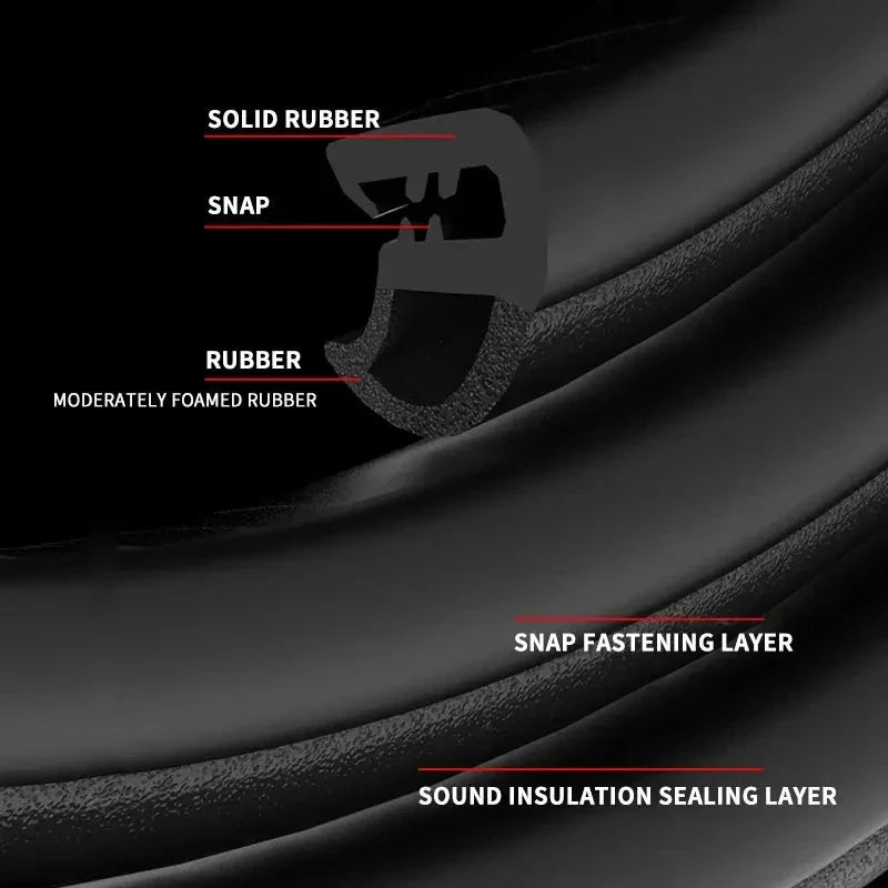 2m Universal Car Door Rubber Weatherstrip B-Pillar Seal Strip