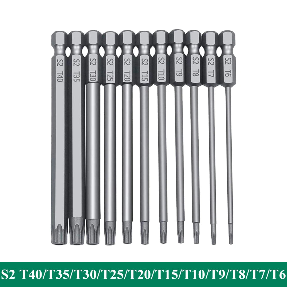 11-Piece S2 Torx Bit Set T6–T40 | Magnetic 75mm & 100mm Peaceful Pleasures Health and Wellness Length 75mm 11pcs