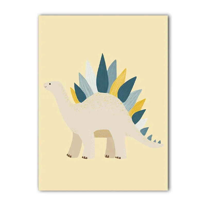 Cartoon Dinosaur Canvas Wall Art | Kids Nursery Poster Print Canvas Wall Art Peaceful Pleasures Health and Wellness 01 40x60cm No Frame China Mainland