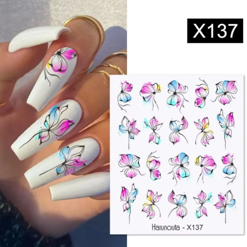 Harunouta 1 Sheet Nail Water Decals Transfer Lavender Spring Flower Leaves Nail Art Stickers Nail Art Manicure DIY Peaceful Pleasures Health and Wellness