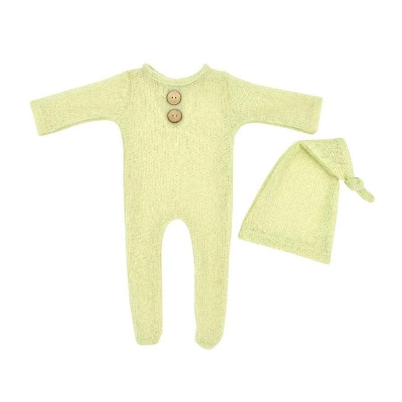 Newborn Photography Props – Knit Romper & Hat Set Boy Girl