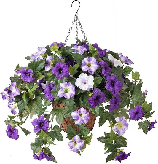 Artificial Silk Petunia Wall Hanging Flowers | Home Garden Decor Artificial Hanging Flowers Peaceful Pleasures Health and Wellness