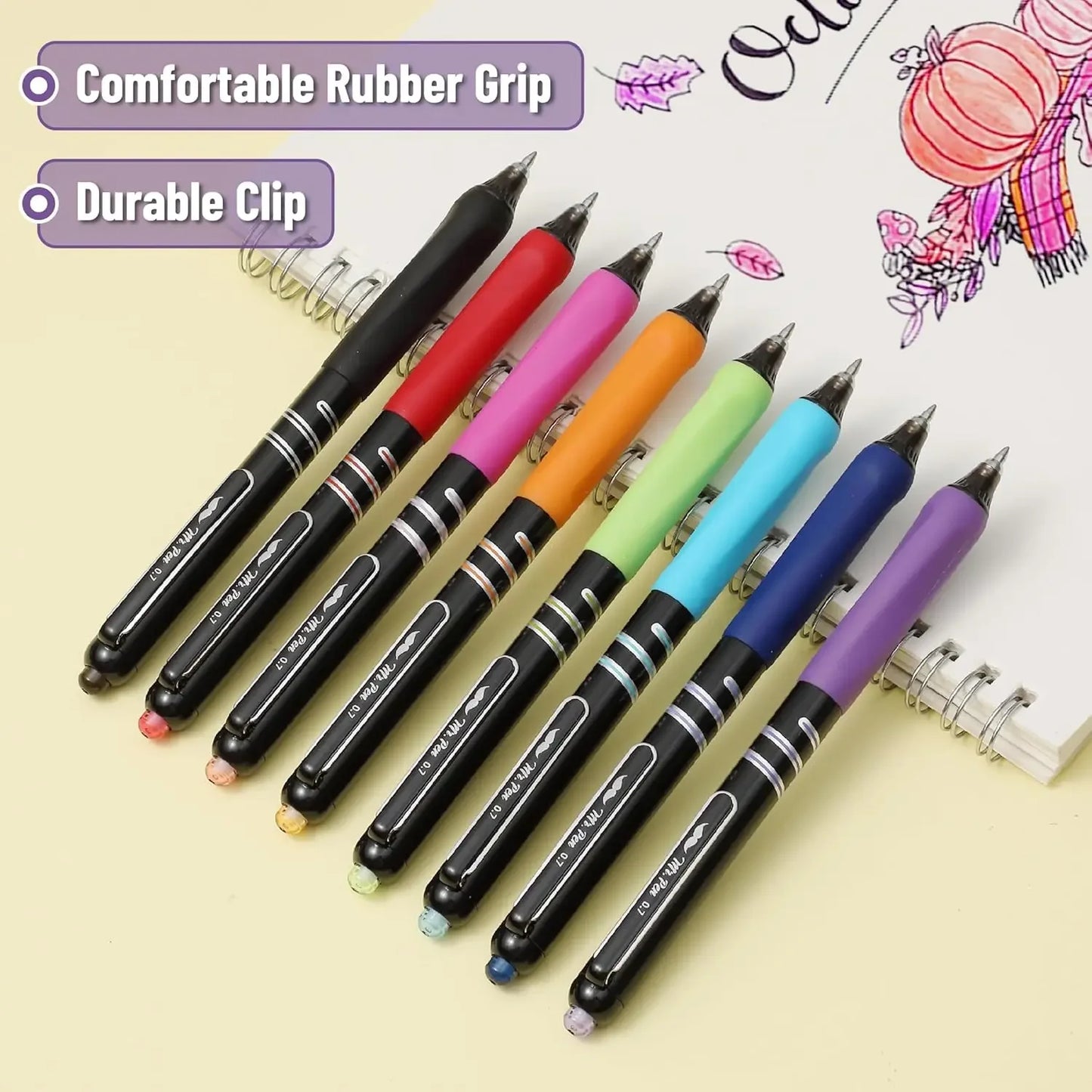 8-Pack Retractable Gel Pens, 0.7mm Fine Point, Vibrant Colors, Fast-Drying Ink for Smooth Writing Peaceful Pleasures Health and Wellness