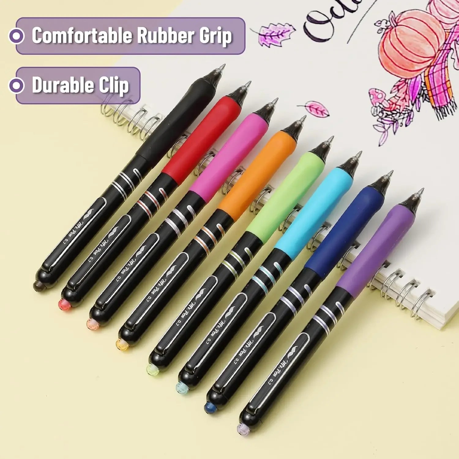 8-Pack Retractable Gel Pens, 0.7mm Fine Point, Vibrant Colors, Fast-Drying Ink for Smooth Writing Peaceful Pleasures Health and Wellness
