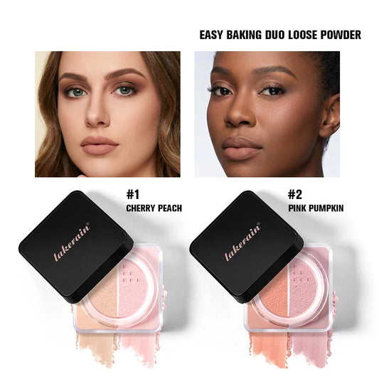 Lakerain 2-in-1 Baking Loose Setting Powder Duo | Matte Finish Loose Setting Powder Oasis Select