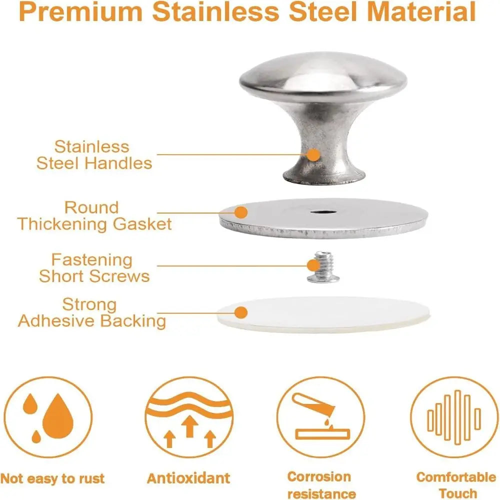 Stainless Steel Self-Adhesive Drawer & Cabinet Knob