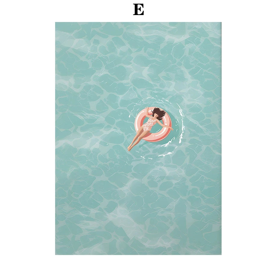 Watercolor Beach Holiday Canvas Wall Art | Nordic Poster