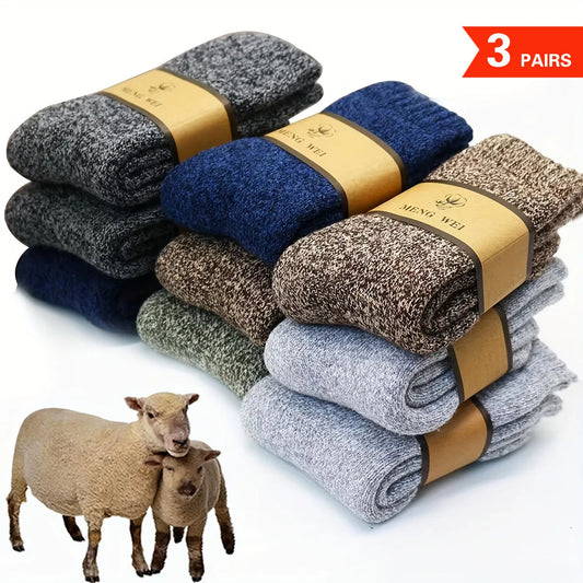 3/5Pair Men's Winter Merino Wool Socks High Quality Thick Warm Harajuku Retro Snow Casual Antifreeze Cashmere for Men Peaceful Pleasures Health and Wellness 3 Pairs of Random One Size