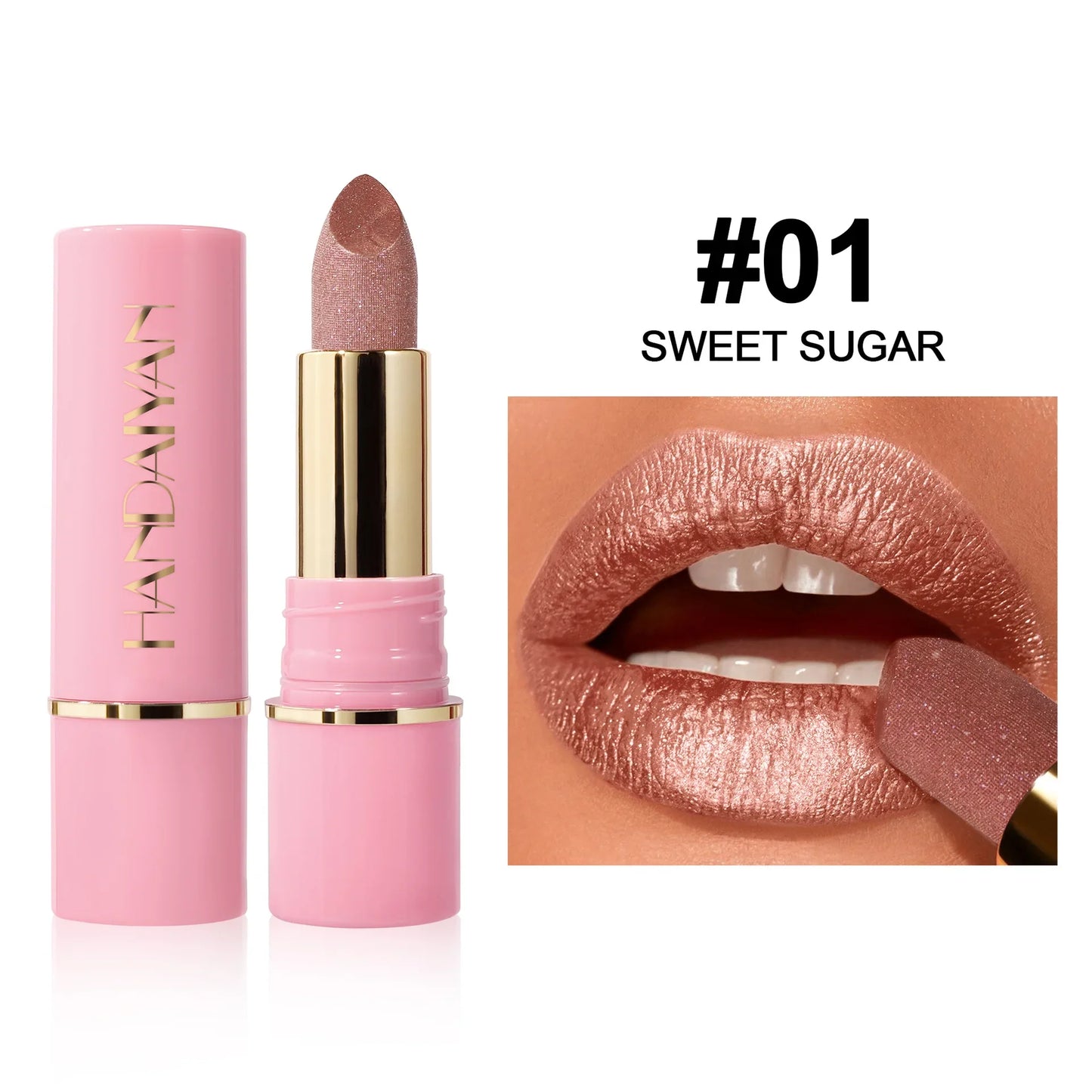 Handaiyan Glitter Diamond Lipstick – 8 Shades, Waterproof