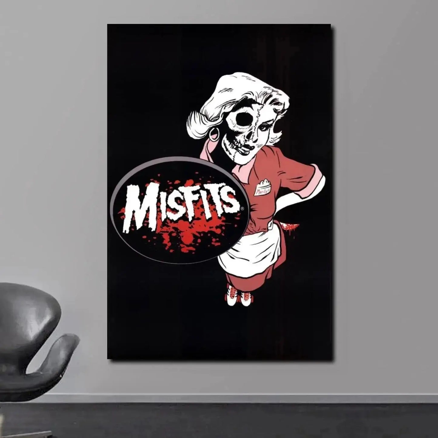Misfits Hot Poster Horror Punk Rock Music Canvas Painting Wall Art Picture Retro Posters Prints for Bedroom Bar Club Home Decor Peaceful Pleasures Health and Wellness 6 30x40cm Unframed