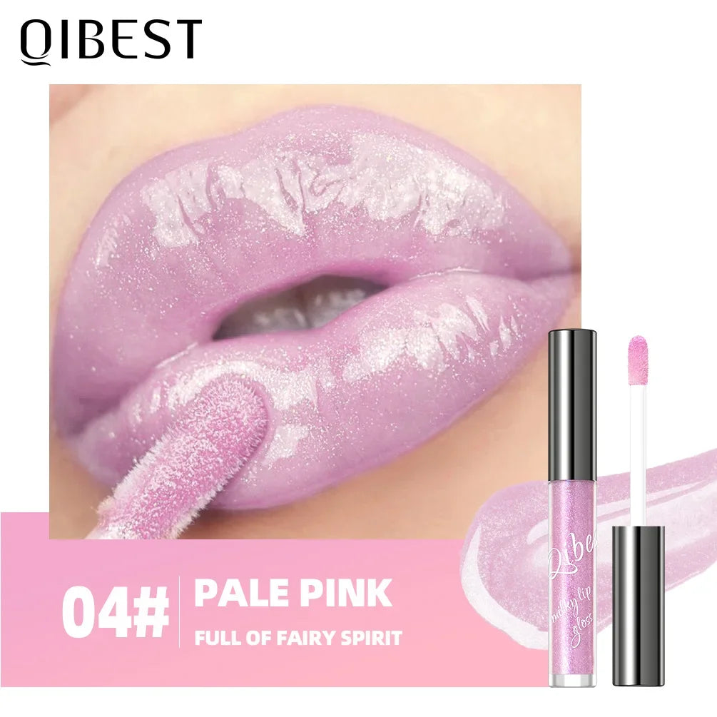 QIBEST New Pearlescent Moisturizing Lip Glaze Flash Liquid Lipstick Waterproof Sweatproof Non Stick Cup Glitter Lipgloss Makeup Peaceful Pleasures Health and Wellness 04