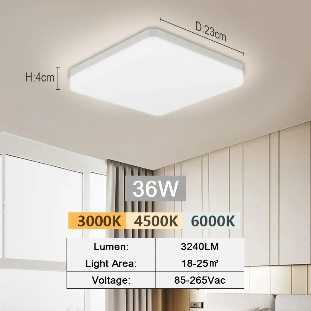 Square LED Panel Ceiling Light 18W–48W | Modern Minimalist