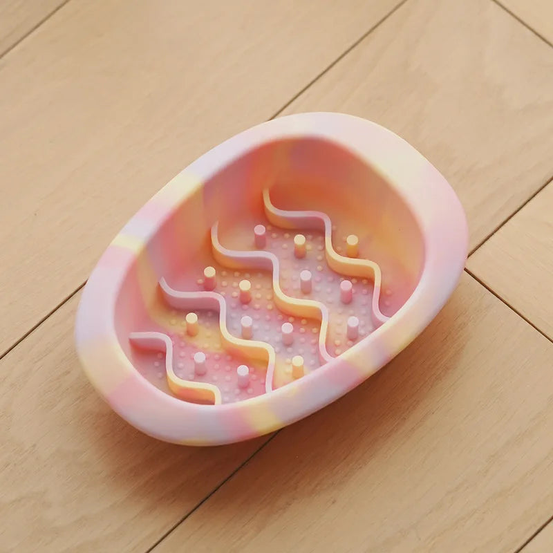Anti Overturning Slow Eating Silicone Bowl for Cats and Dogs Universal Pet Bowl Anti Slip Small Medium Sized Dogs Anti Choking Peaceful Pleasures Health and Wellness Small B