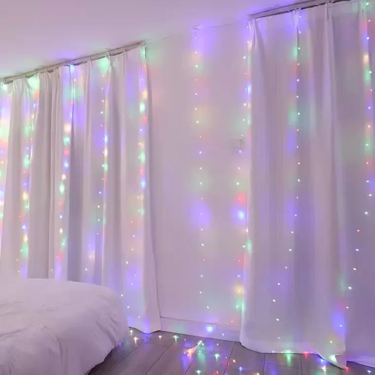 RGB LED Curtain Fairy Lights USB Remote | Christmas Home Decor