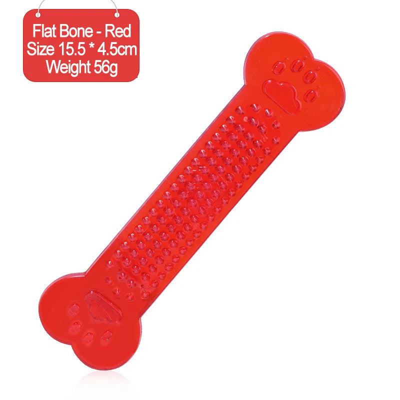 Indestructible Rubber Bone Chew Toy & Toothbrush for Dogs