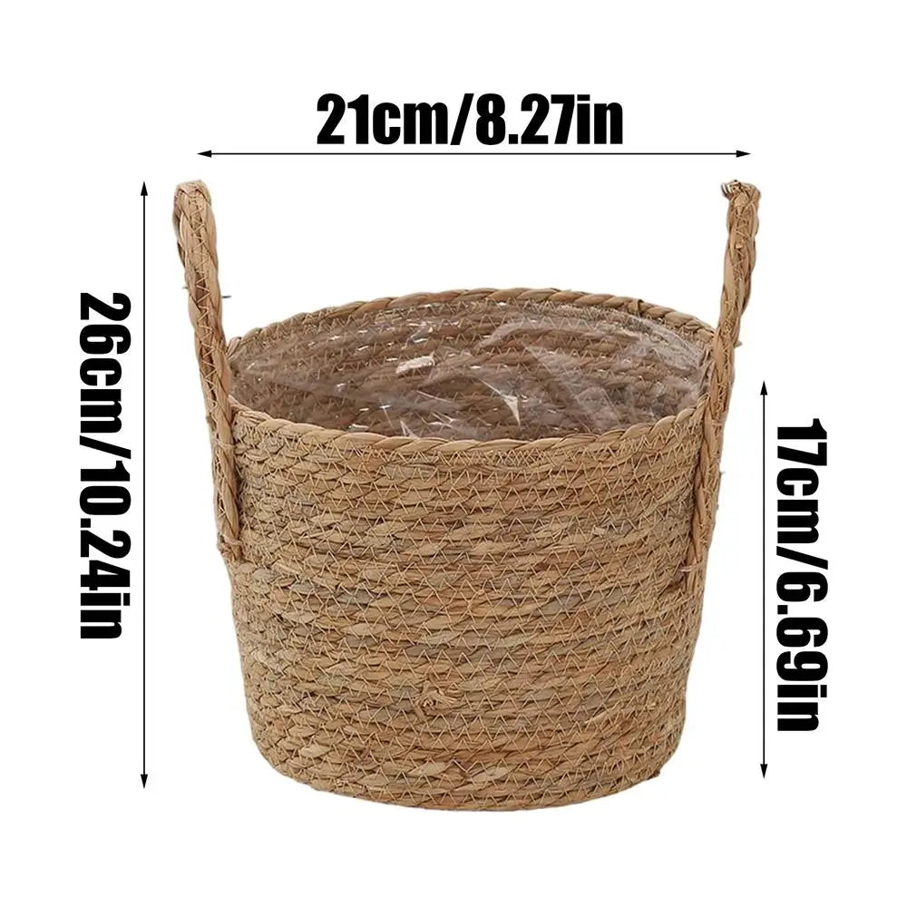 Handwoven Wicker Rattan Planter Basket | Straw Flower Pot