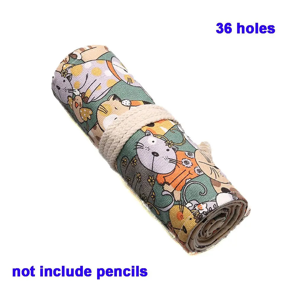 Boys Girls Creative Cute Cat Large Capacity Canvas School Supplies Pen Bag Pencil Bags Pencil Case Stationery Pouch Peaceful Pleasures Health and Wellness 36