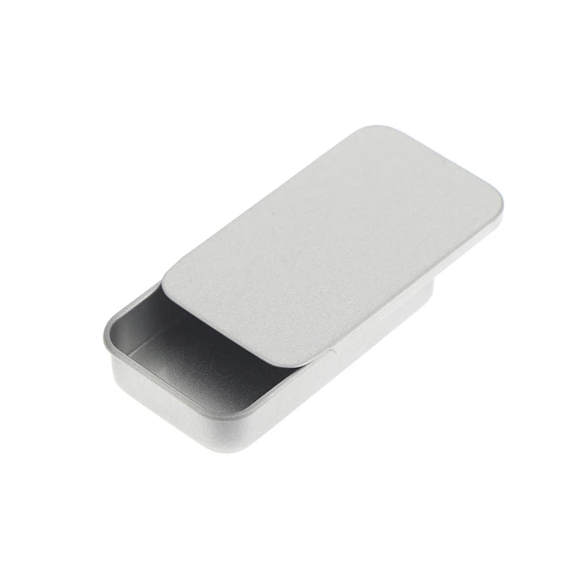 Aluminum Slide Cover Tin Box | Refillable Storage for Lip Balm & More