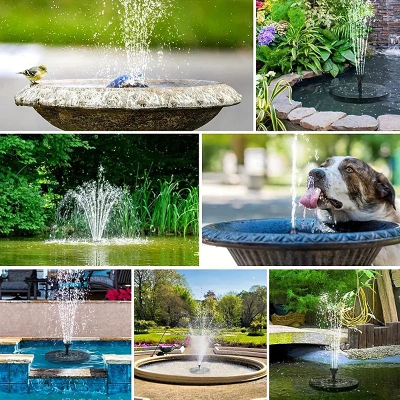 1W/1.4W/2.5W solar fountain with 6 nozzles suitable for gardens bird baths ponds swimming pools outdoor Peaceful Pleasures Health and Wellness