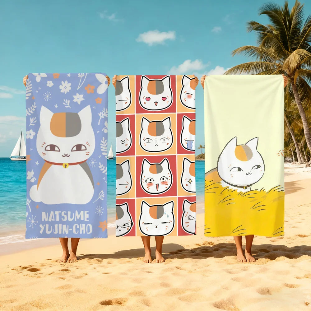 Anime Cat Nyanko Madara Quick-Dry Beach Towel | 11 Sizes Beach Towel Peaceful Pleasures Health and Wellness
