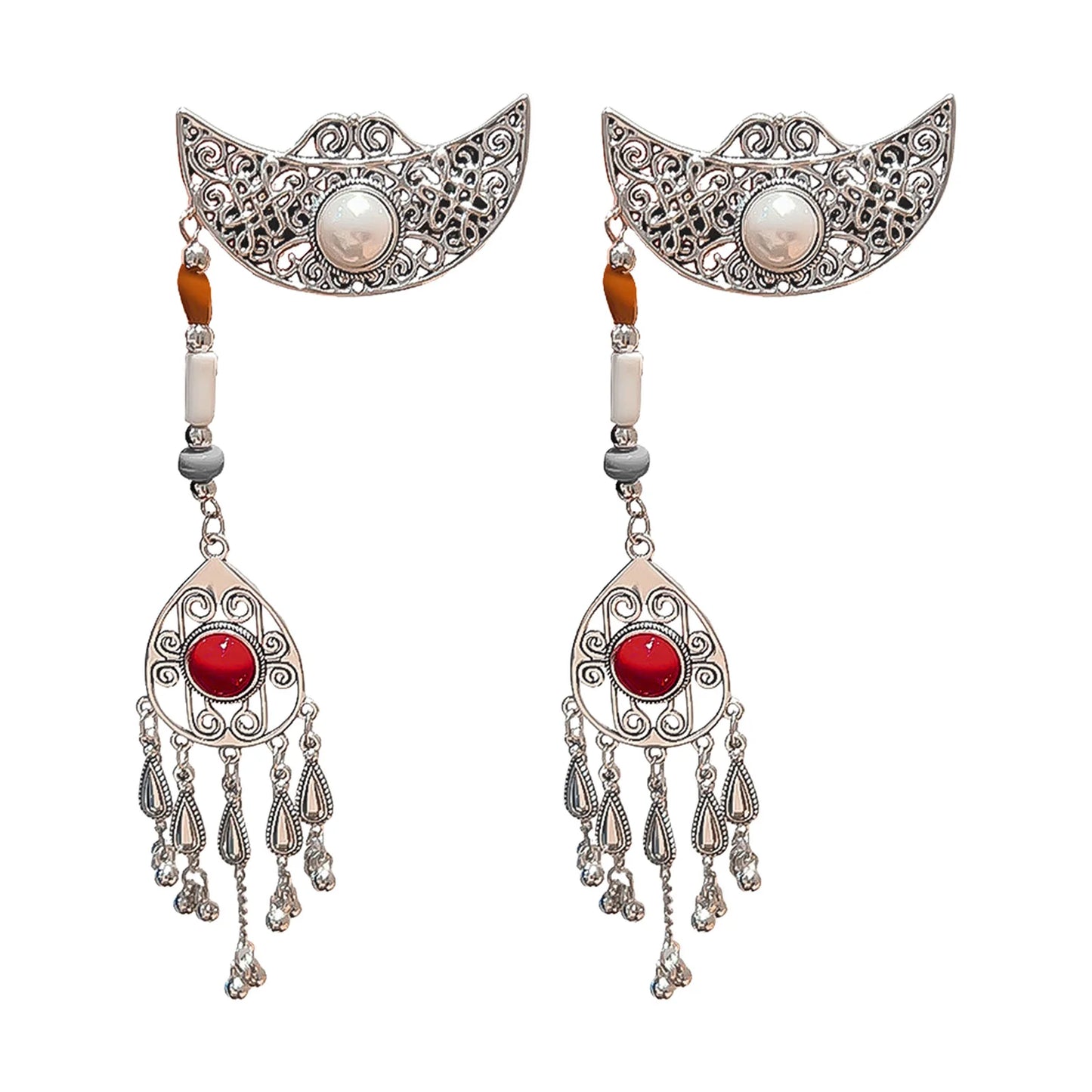 2pcs Ethnic Mongolian Style Hair Clips For Women Retro Court Design With Cultural Elements Peaceful Pleasures Health and Wellness As shown