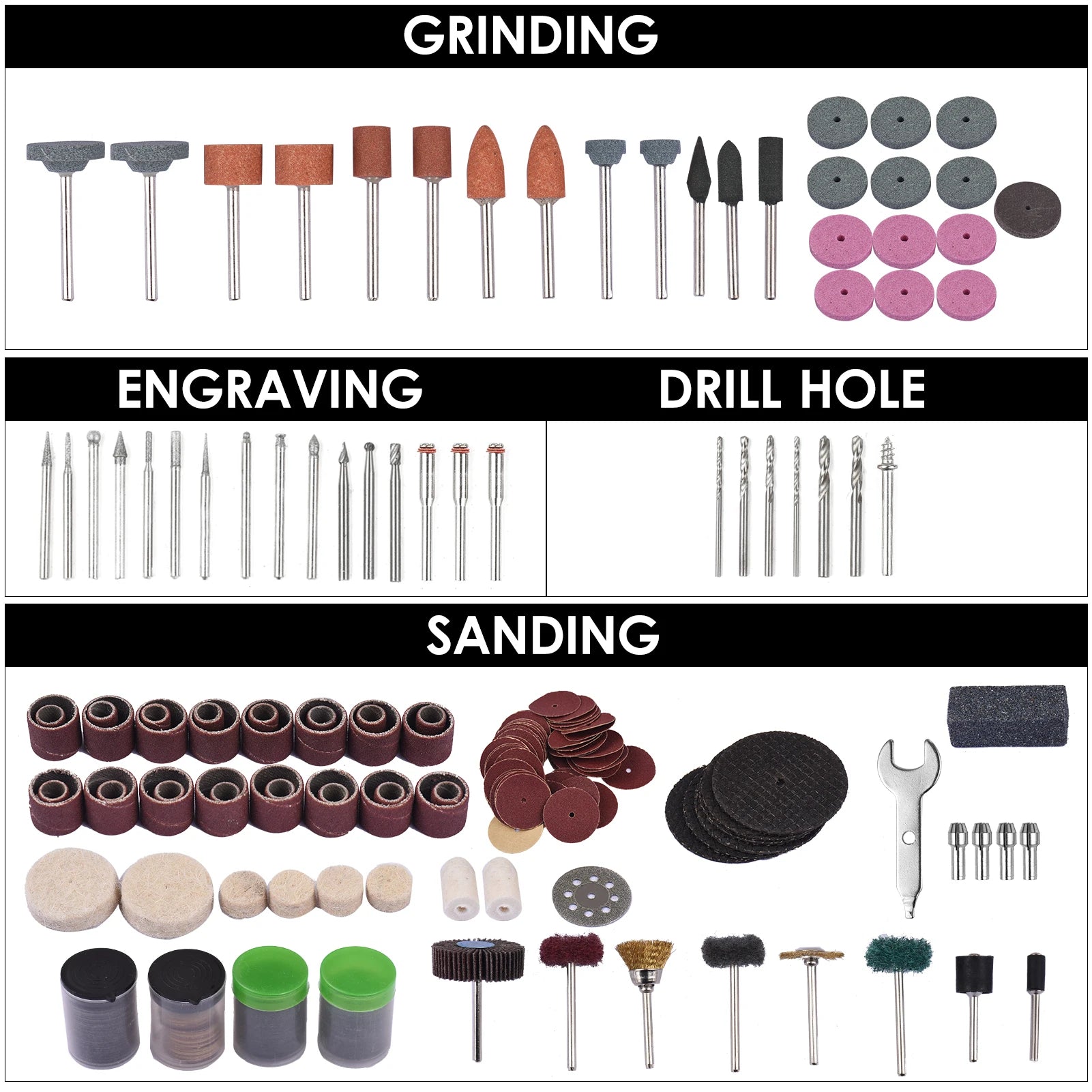 Abrasive Rotary Tool Accessories Set Electric Mini Drill Bit Kit Sanding Polishing Cutting Engraving Heads for Dremel Peaceful Pleasures Health and Wellness