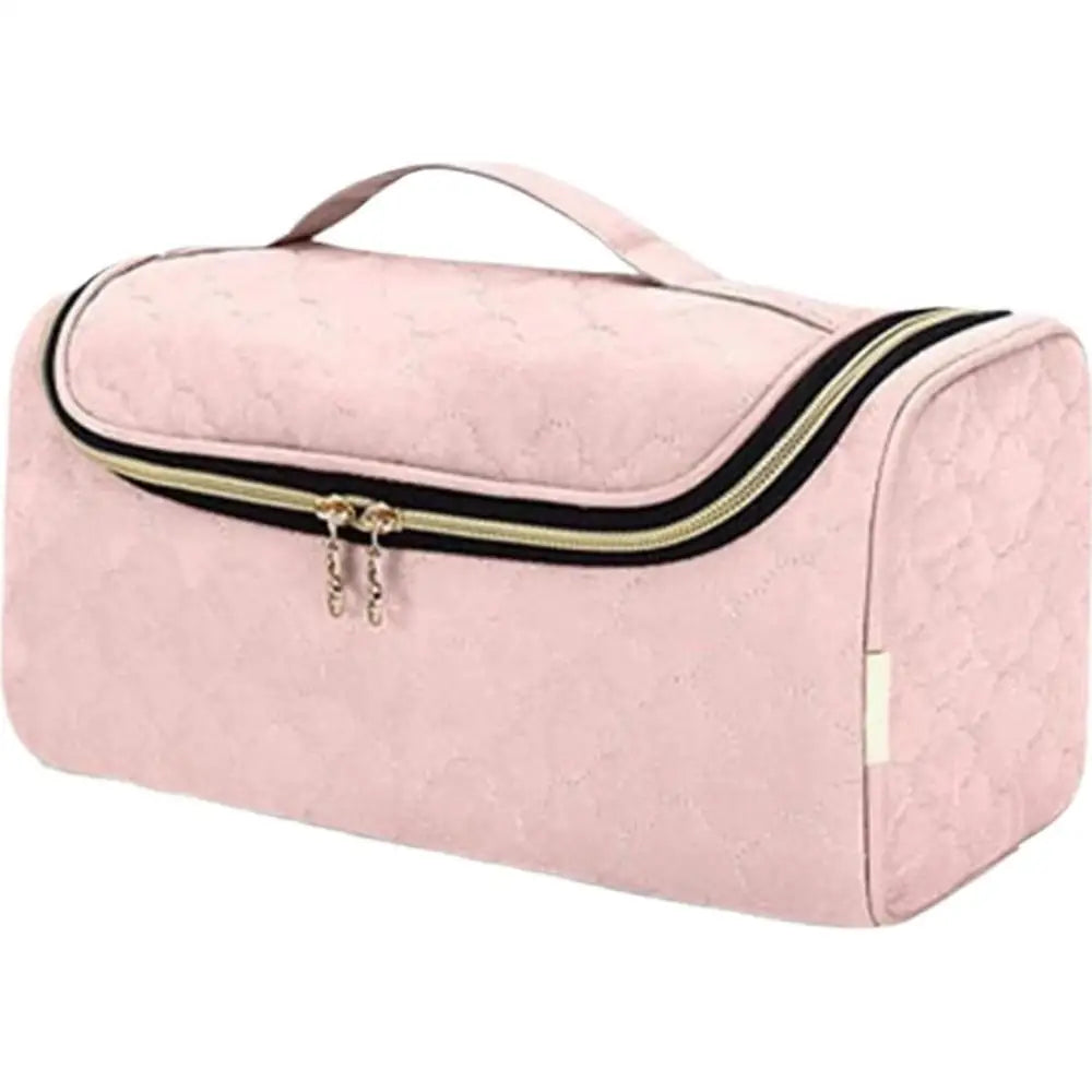 Foldable Reusable Makeup Bag Large Capacity Portable Travel Grooming Bag Ladies' Handheld Multifunctional Storage Bag 1Set Peaceful Pleasures Health and Wellness Pink