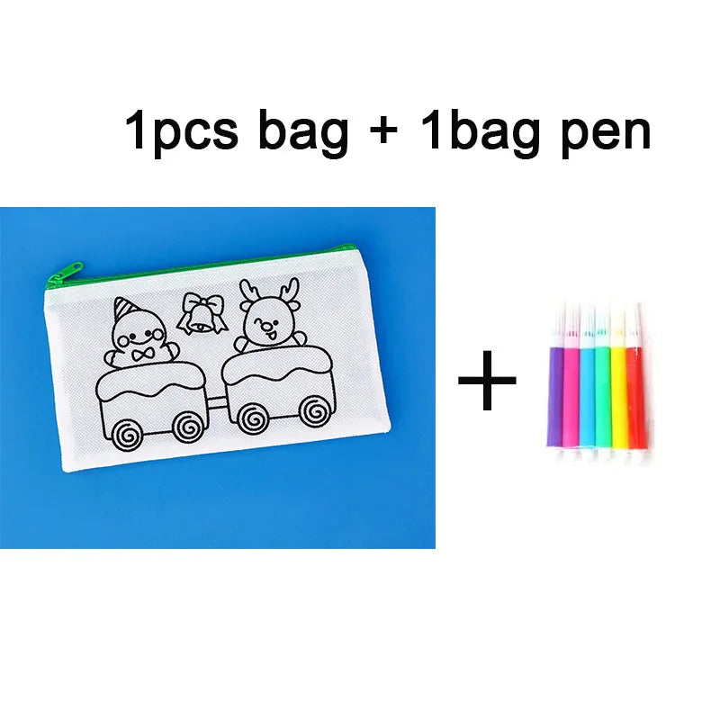 DIY Graffiti Pencil Bag Christmas Gifts Kids Filling Santa Claus