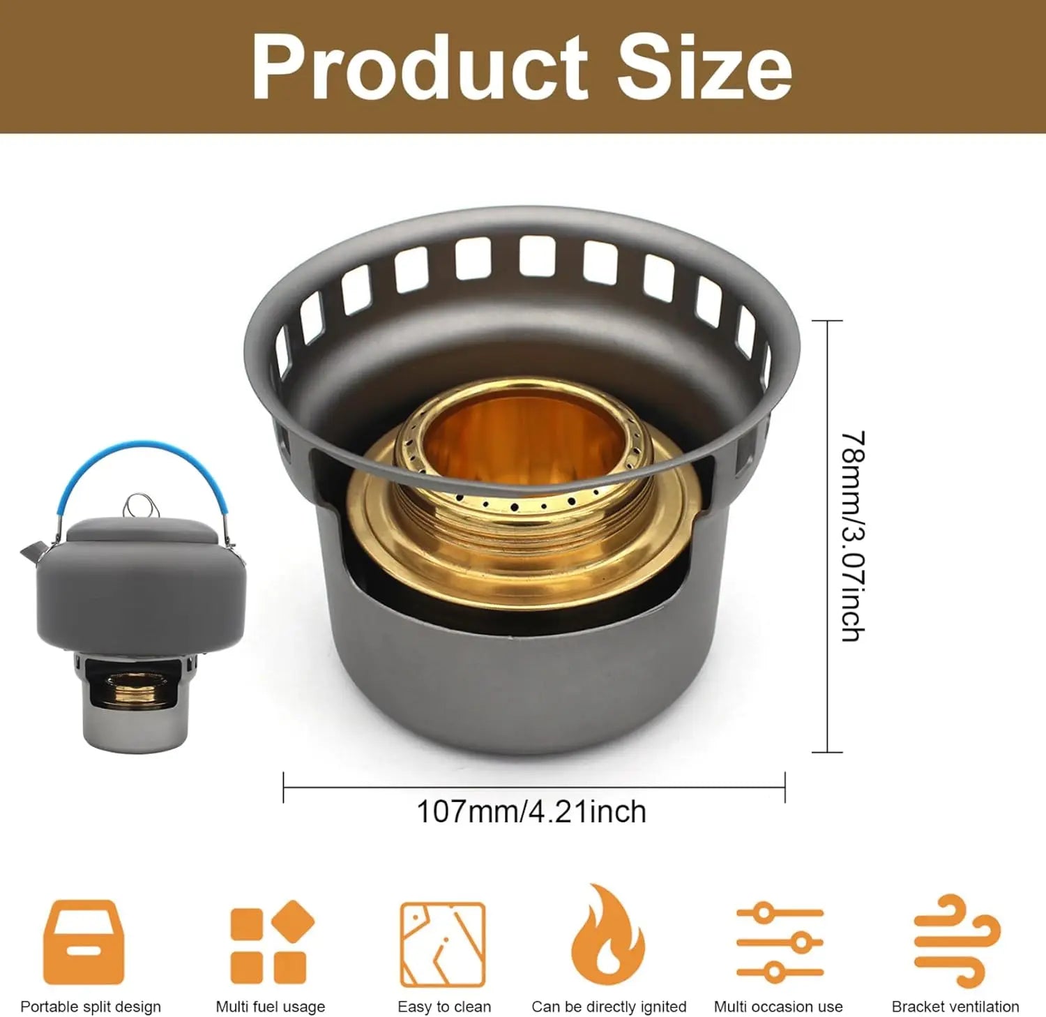 2 In 1 Titanium Alcohol Stove, Portable Lightweight Tiny Brass Stove ﻿ Camping Cookware for Picnic BBQ Hiking Outdoo Peaceful Pleasures Health and Wellness
