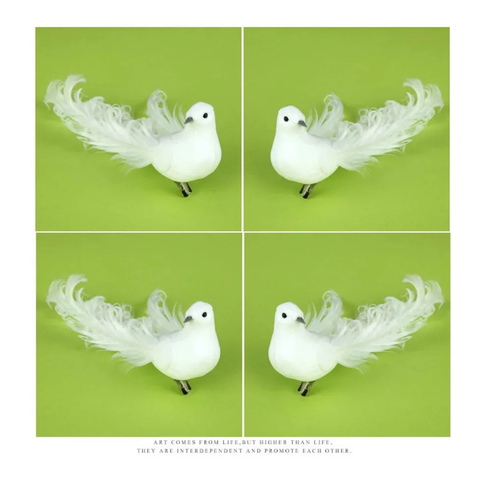 Artificial Pigeon Birds Fake Doves Simulation Feather Pigeon Christmas Tree Wedding Party Craft Ornaments Home Living Room Decor Peaceful Pleasures Health and Wellness